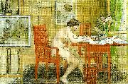 Carl Larsson modellen skriver vykort Germany oil painting artist